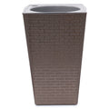 Usaplanterrr Modern Brick Textured Self Watering Tall Flower Plant Pot