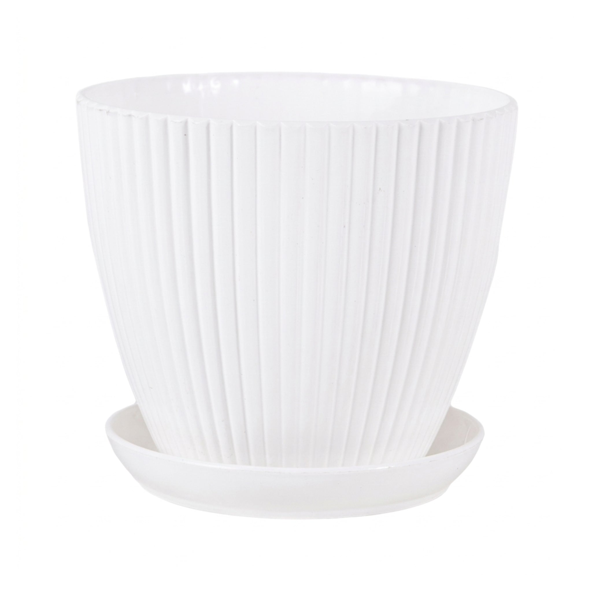 Usaplanterrr White Plastic Indoor Outdoor Plant Pot with Drainage Hole