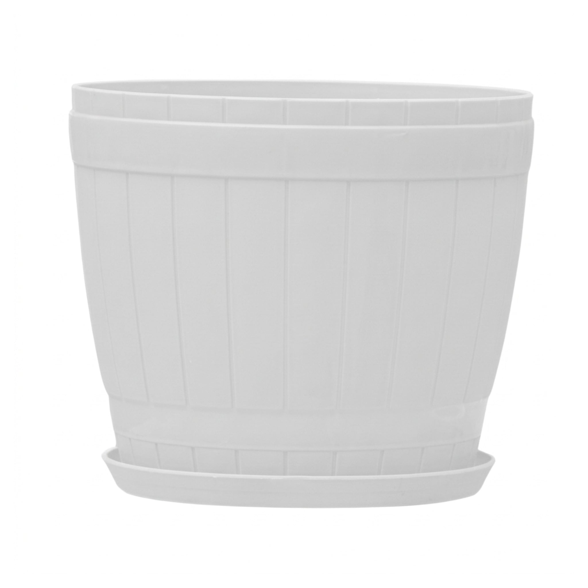 Usaplanterrr Large White Plastic Plant Pot with Drainage Hole Saucer